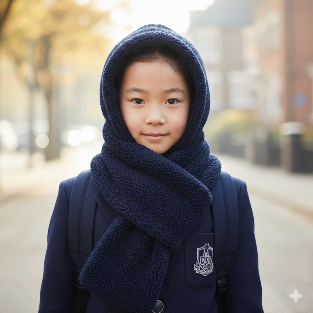 3-in-1 Teddy Fur Winter Wrap – Hood, Scarf & Mittens