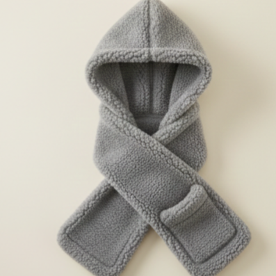 3-in-1 Teddy Fur Winter Wrap – Hood, Scarf & Mittens