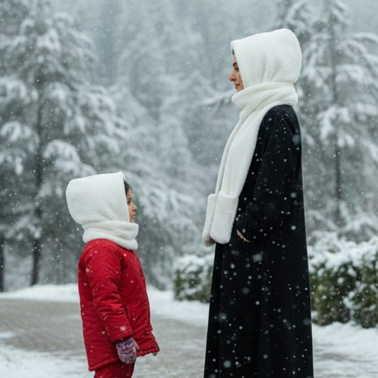 3-in-1 Teddy Fur Winter Wrap – Hood, Scarf & Mittens